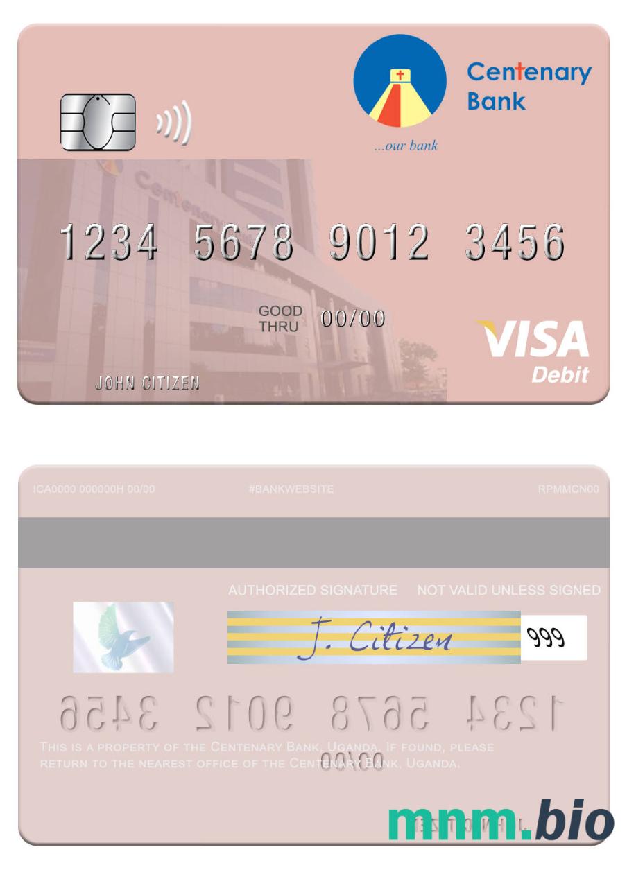 Uganda Centenary Bank visa debet karta przykład w formacie PSD